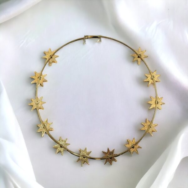 Auréola 12 Estrelas C/pedrarias e Banhada a Ouro 16cm - Imagem 3