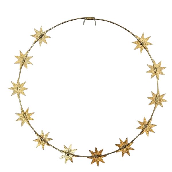 Auréola 12 Estrelas C/pedrarias e Banhada a Ouro 20cm - Imagem 3