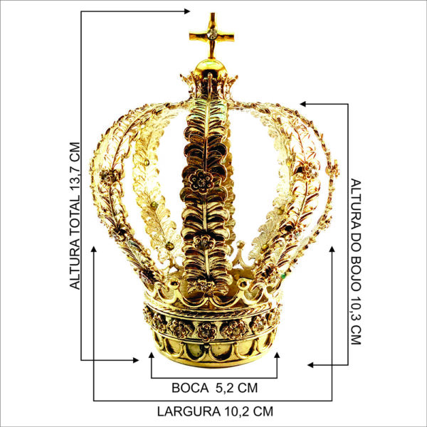 Coroa Tradicional de Nossa Senhora Aparecida P/imagens de 50cm - Imagem 6