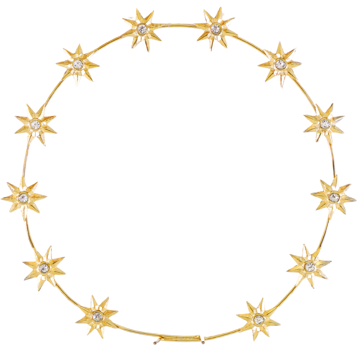 Auréola 12 Estrelas C/pedrarias e Banhada a Ouro 20cm